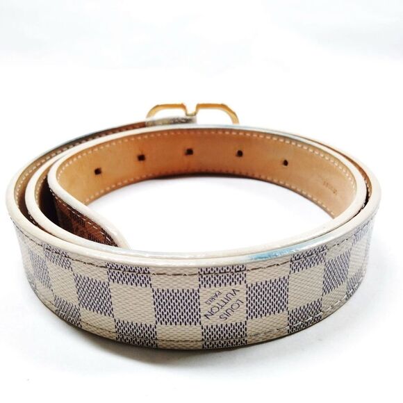 Louis Vuitton Azure Damier Canvas LV Mini Tresor Belt Size 75/30 Auth main image 2
